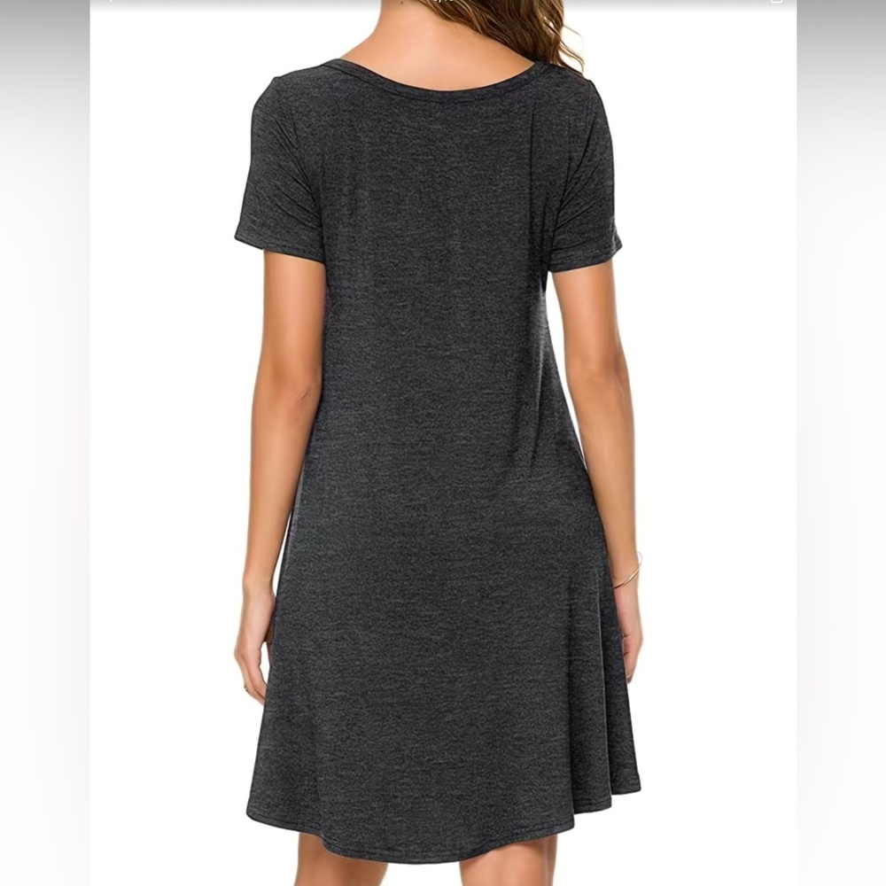 SOLID SIMPLE T-SHIRT DRESS - Picture 2 of 13
